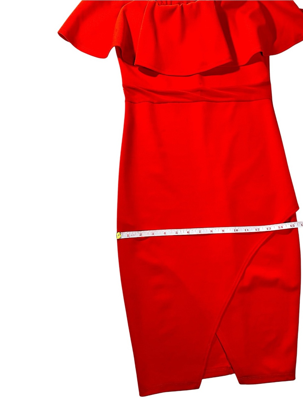 privy Red One-Shoulder Ruffle Bodycon Dress - Picture 8 of 8